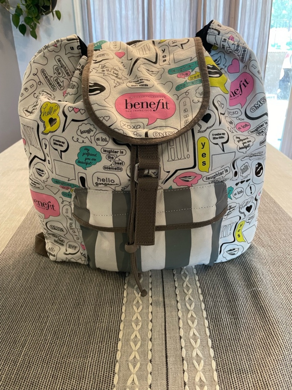 Benefit Canvas Text Bubble Backpack